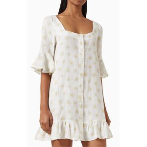 NWT Sleeper Marseille mini dress linen daisy, Large $270